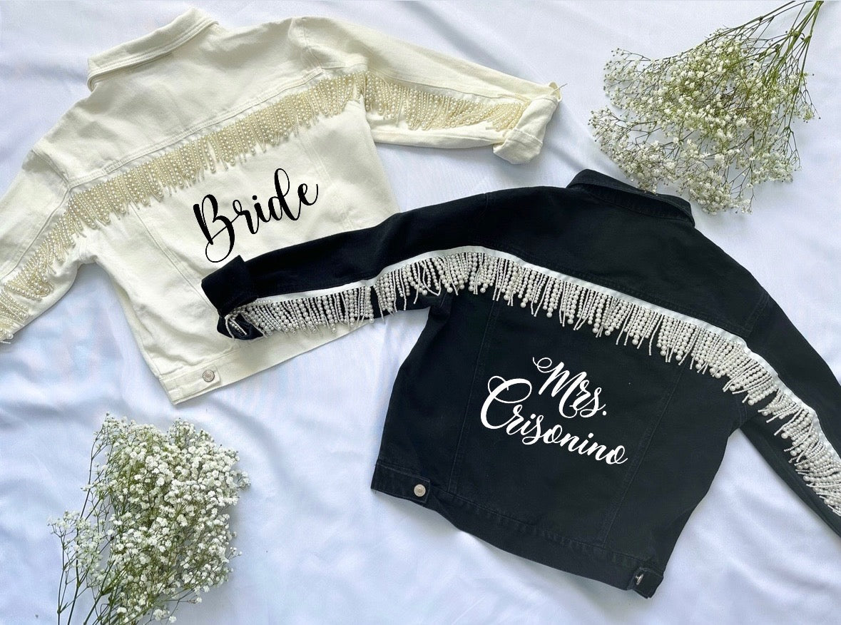 Pearl Fringe Bridal Jean Jacket – Jersea Couture